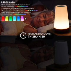 13 Color Changing Table Lamp Bedside Lamps For Bedroom Touch Nightlight RGB Remote Dimmable USB Rechargeable Room