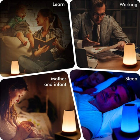 13 Color Changing Table Lamp Bedside Lamps For Bedroom Touch Nightlight RGB Remote Dimmable USB Rechargeable Room