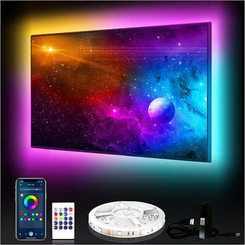 TV LED Backlight, 8ft TV Light Strip for 32" TV LED Light Strip USB with Remote Control, TV LED Lights Music Sync RGB Gaming Bedroom Room HDTV Mood Lighting