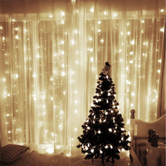 Curtain LED 3x3m 300led string light USB fairy icicle copper wire remote control Christmas wedding garden window outside